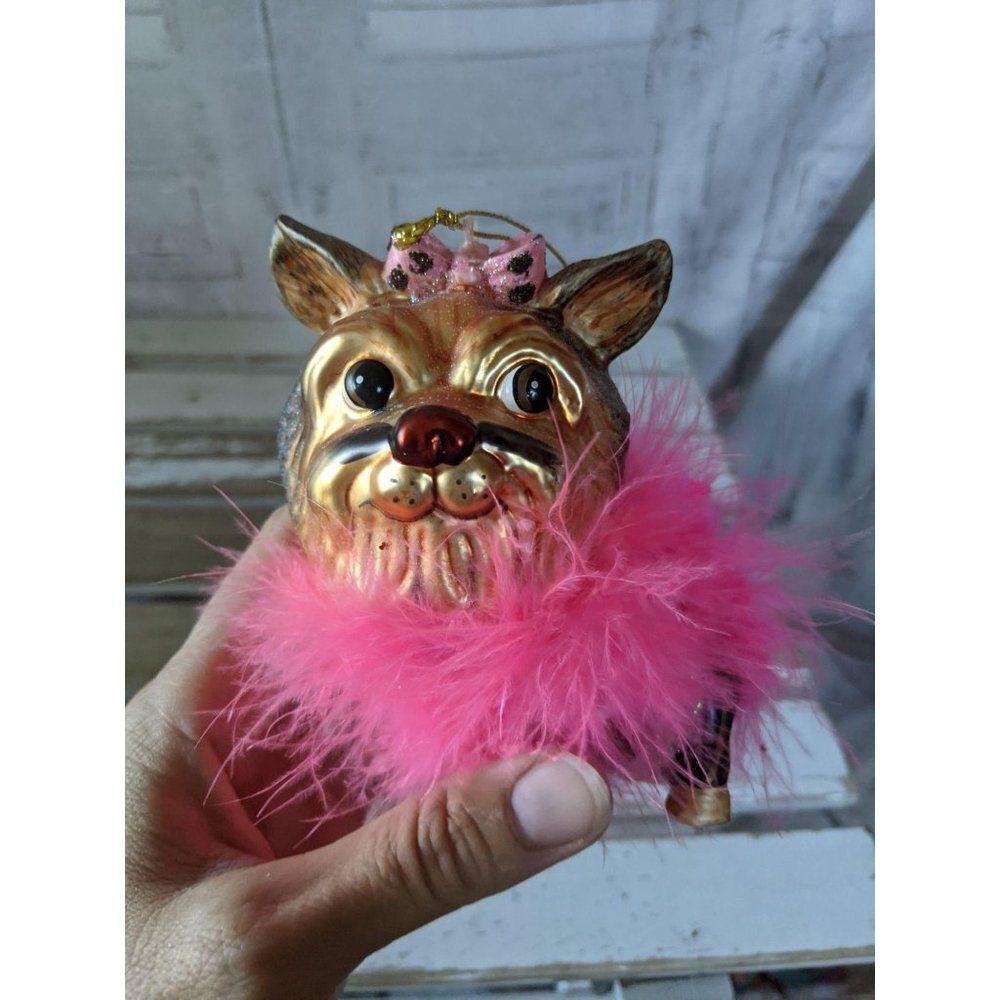Terrier ballerina dog ornament glass Xmas holiday